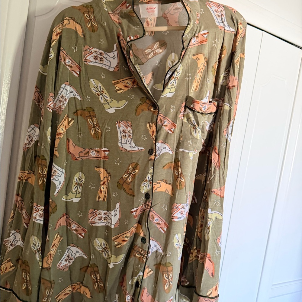 Cowboy Boots Long Sleeve & Short Pajama Set - XL